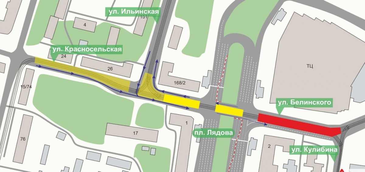 Часть улицы Белинского закрыли для замены трамвайных путей в Нижнем Новгороде - фото 1