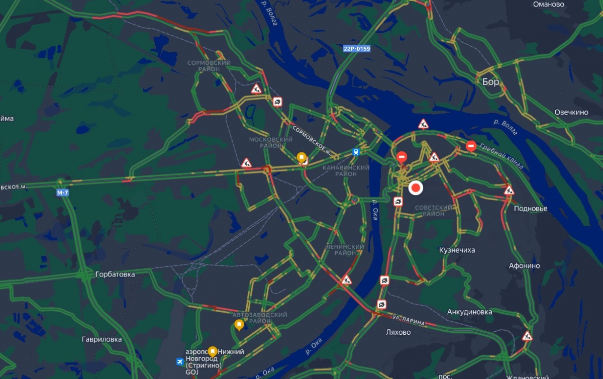 Огромные пробки сковали выезды из Нижнего Новгорода в пятницу &mdash; карта - фото 1